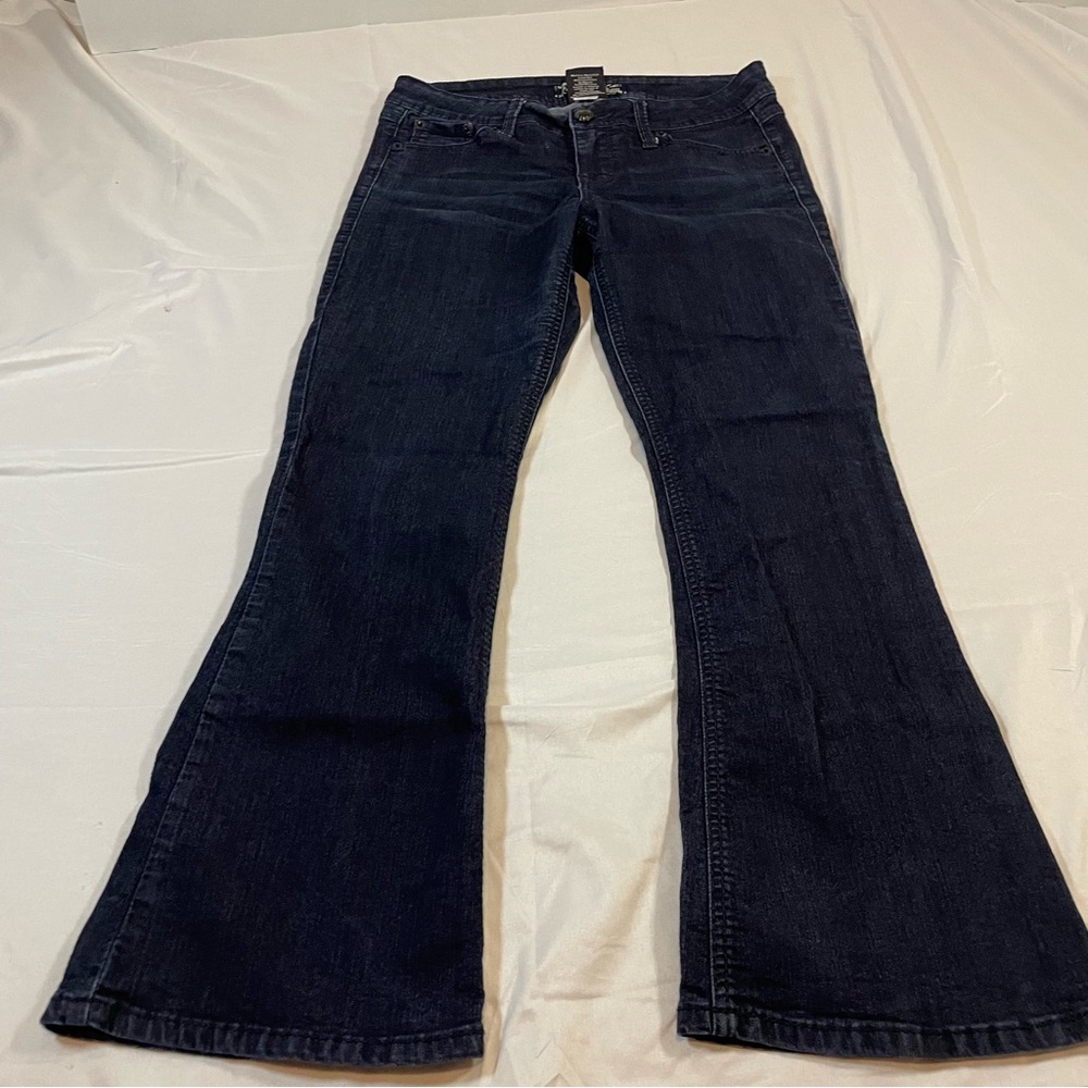 Source of Wisdom Womens Dark Wash Bootcut Jeans Size 10‎ Indigo Stretch Denim